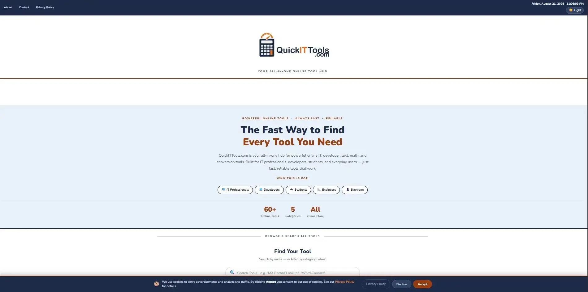 QuickITTools.com homepage. Opens the destination.